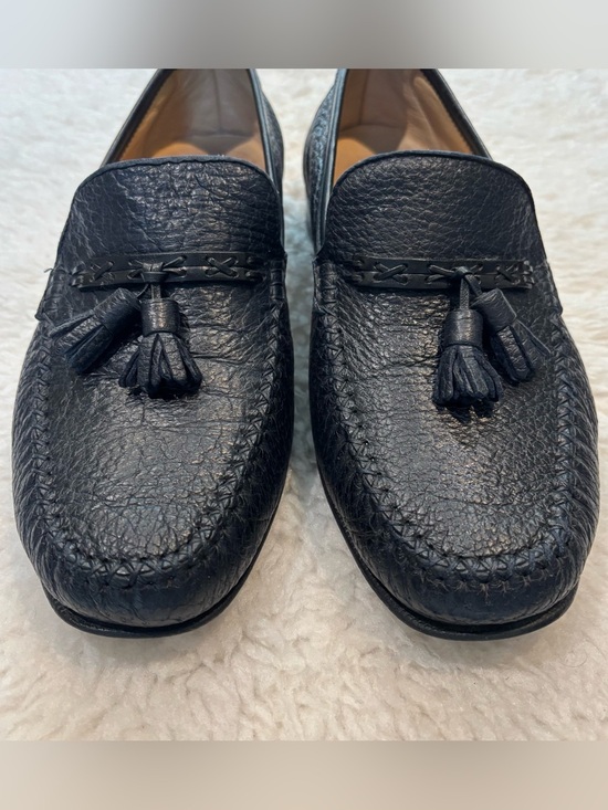 Vintage Genuine Cowhide Leather Italian  Black Tassel Leather Loafers size 9.5 main image 13